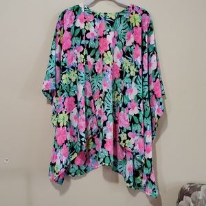 Final Touch Bright Colored Floral Oversized Kimono